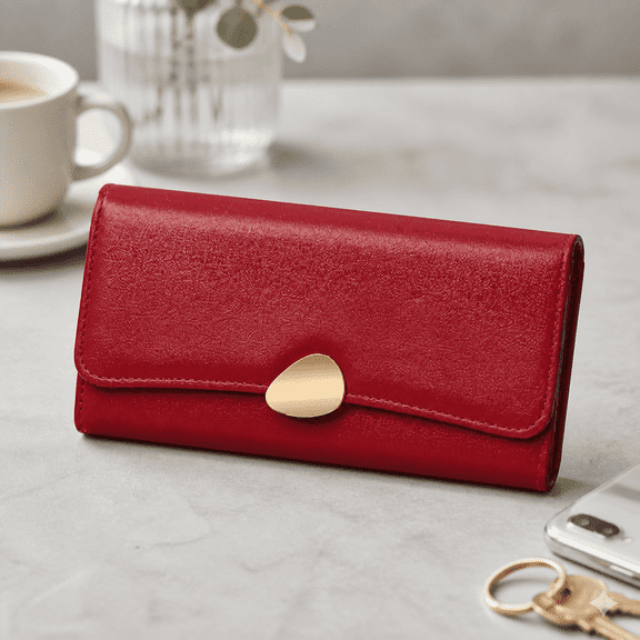 Women's Trifold Wallet – PU Leather Clutch with Large Capacity, 9 Card Slots, ID Window, and Zipper Pocket for Cash and Coins, Purse for Daily Use
