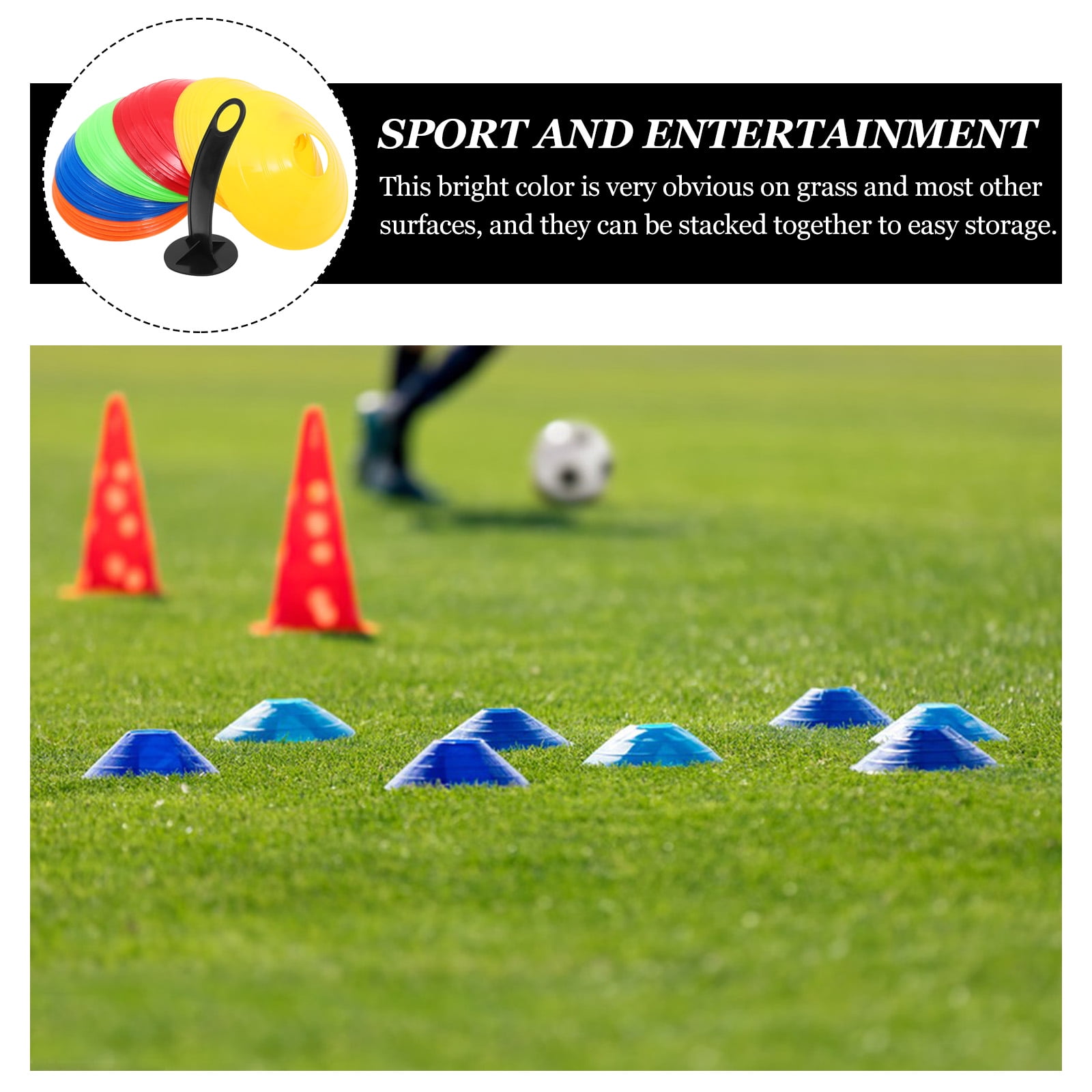 UPOUART Portable Football Training Cones Set - Plastic Agility Discs for Speed, Coordination & Sports