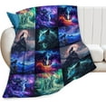 thumbnail image 6 of Wolf Blanket Colorful Wolf Fleece Throw Blanket Fuzzy Plush Super Soft Cozy Warm Wolf Stuffed Animal Decor Cool Wolf Blanket Gifts for Boys Girls Kids Adult Men Women 50"X40", 6 of 6