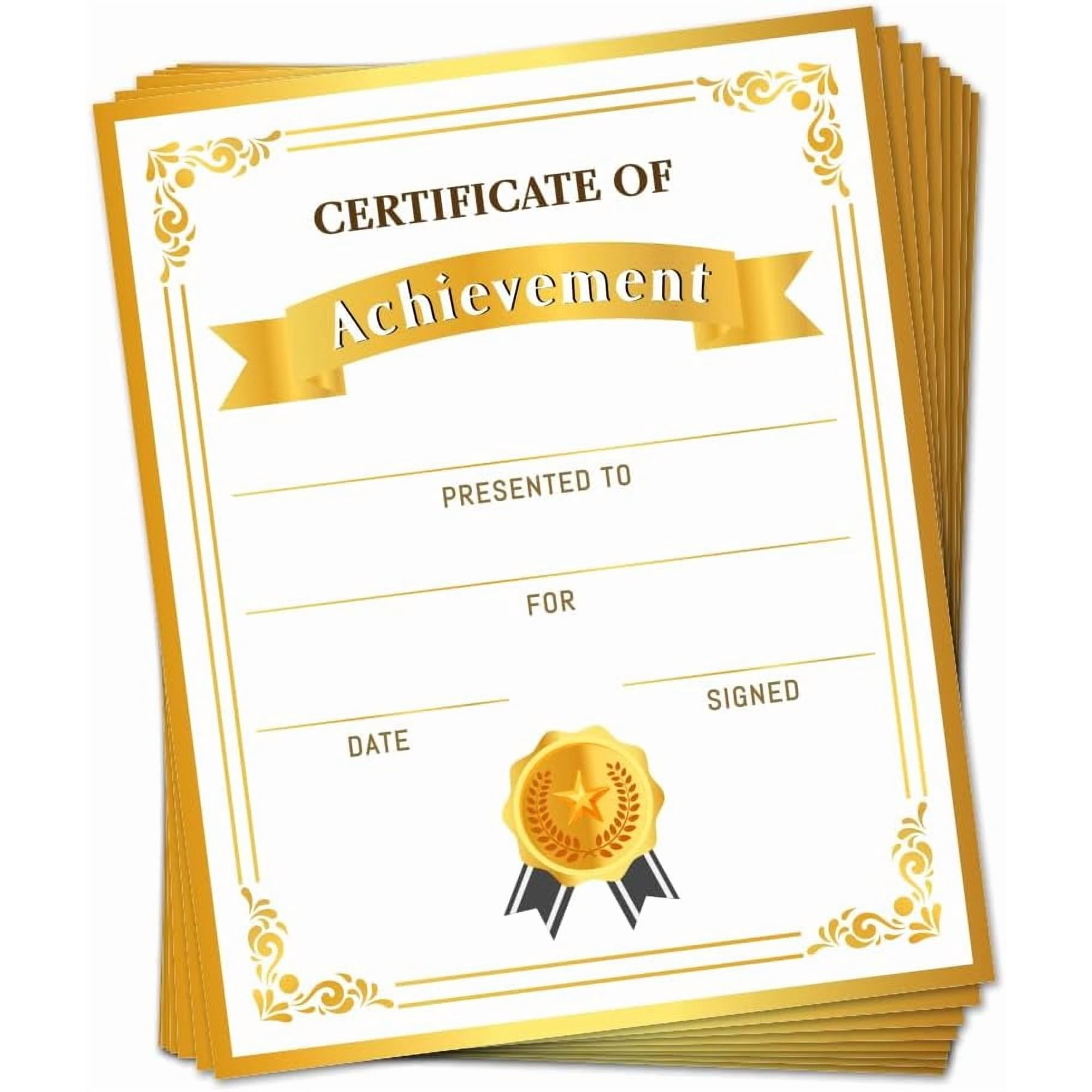 30 Golden Border Certificate of Achievement Completion Award Recognition Paper 9.8"x7.8" Blank Preschool Kindergarten Graduation Diploma Certificates Student Sports Activities Award