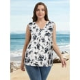thumbnail image 5 of Baywell Women's Plus Size V-neck Sleeveless Blouses Pleated Tank Tops Casual Solid /Floral Printed Summer Sleeveless Shirts XL-5XL, 5 of 8
