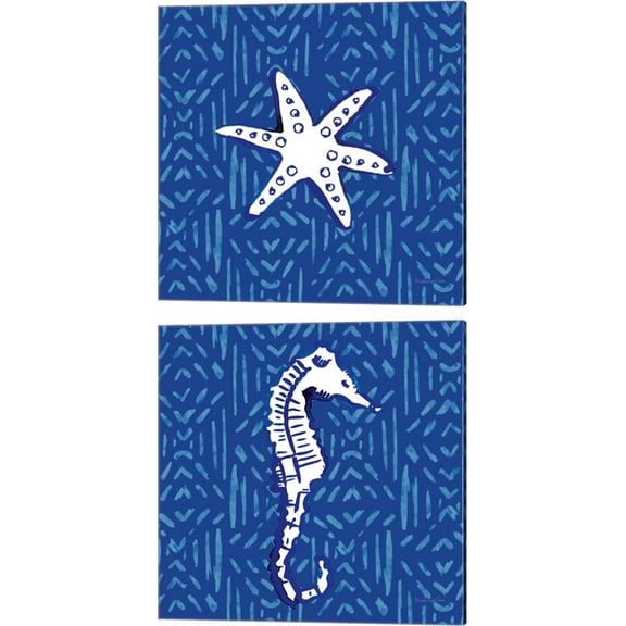 Great Art Now Salty Waves A by Mercedes Lopez Charro 2 Piece Canvas Art Set Each 14"W x 14H"