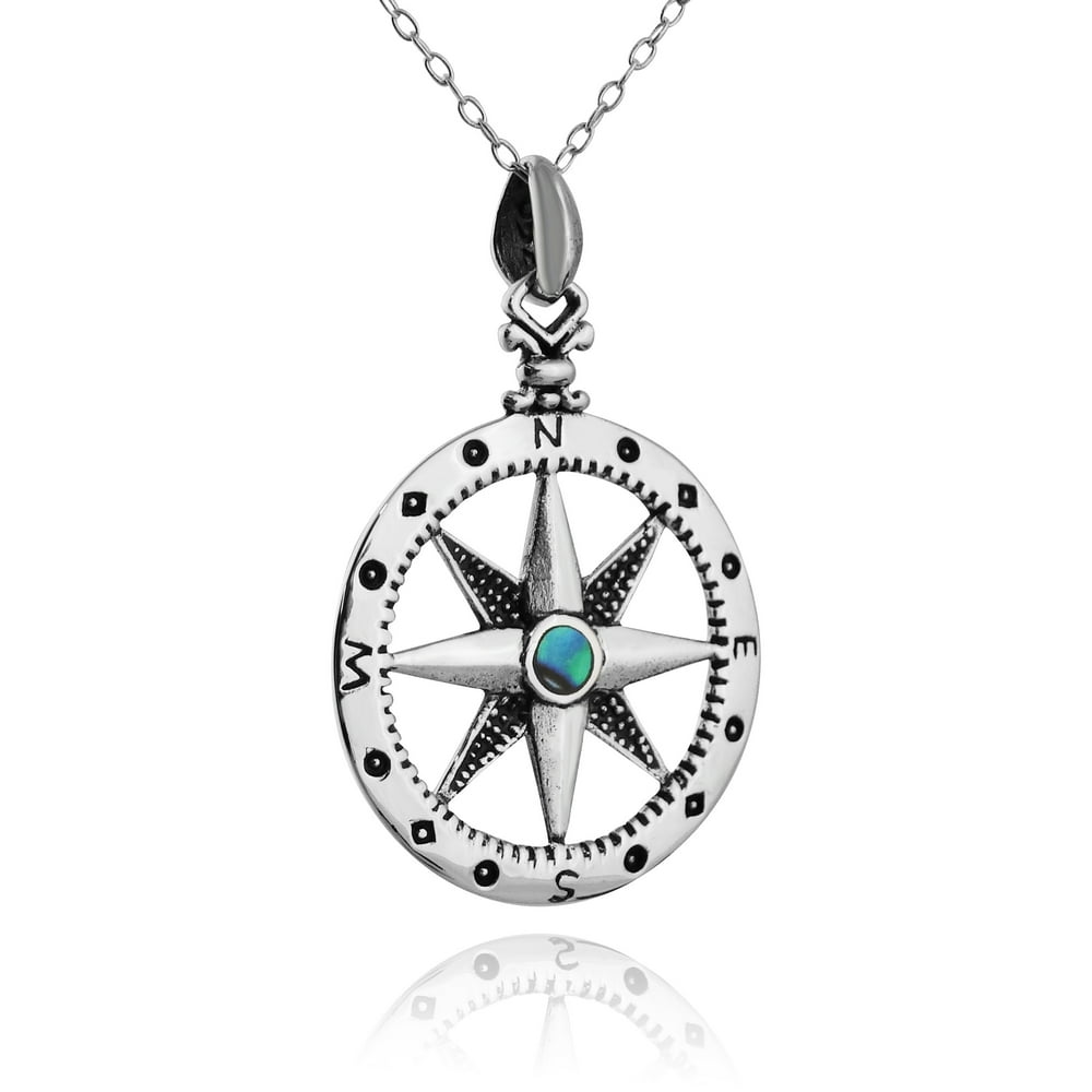 Fashionjunkie4Life North Star Compass Necklace with Abalone Walmart