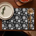 thumbnail image 5 of Black Christmas Snowflake Pattern Summer Placemats Table Placemats Set Of 4-Linen Kitchen Washable Placemats Table Mats 11.8"x17.7" Non-Slip Heat Resistant, 5 of 6