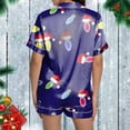 thumbnail image 4 of Christmas Pajamas For Women Snowflake Printed Silk Satin Short Sleeve Button Sleepwear Set 2Pc Pjs Set, 4 of 6