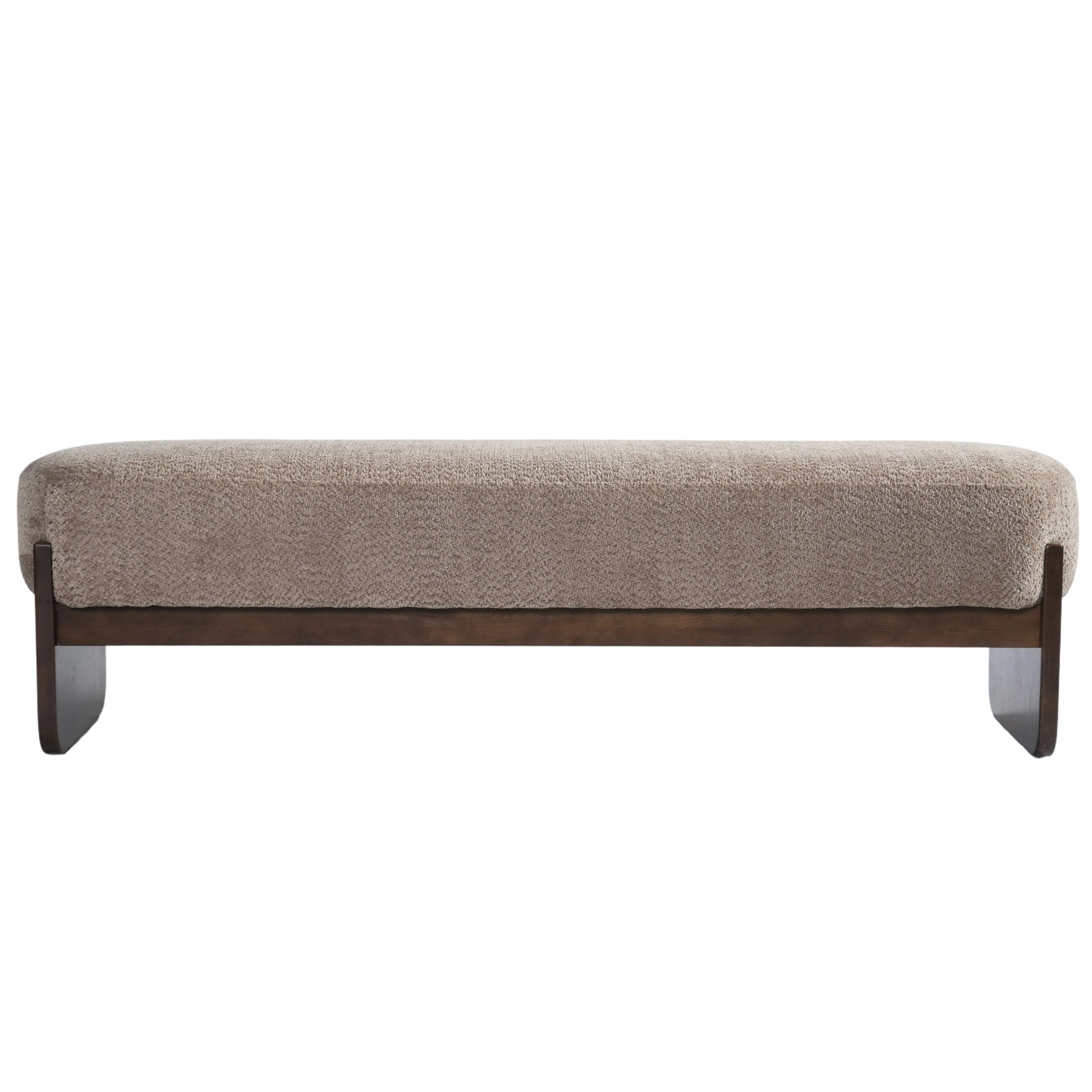 Christopher Knight Home Loop Yarn Rectangle Ottoman Bench with Brown Wooden Legs and Light Brown Upholstered