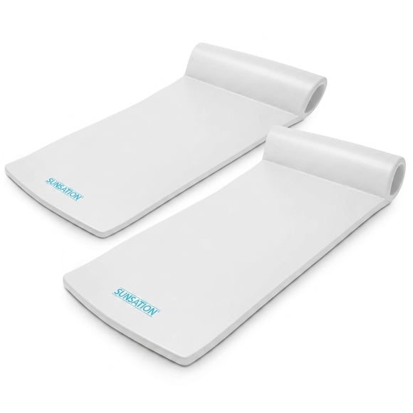 TRC Recreation Sunsation 1.75" Thick Foam Pool Float Lounger w/ Headrest, 2 Pack, White