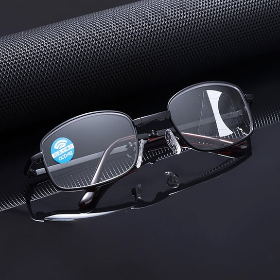 Reading Glasses for Women Men Under $10, Blue Light Blocking Progressive Bifocal, Foldable Metal Frame, Computer Readers - Anti Glare Multifocus with Smart Focus Transition,Magnification2.0 Black