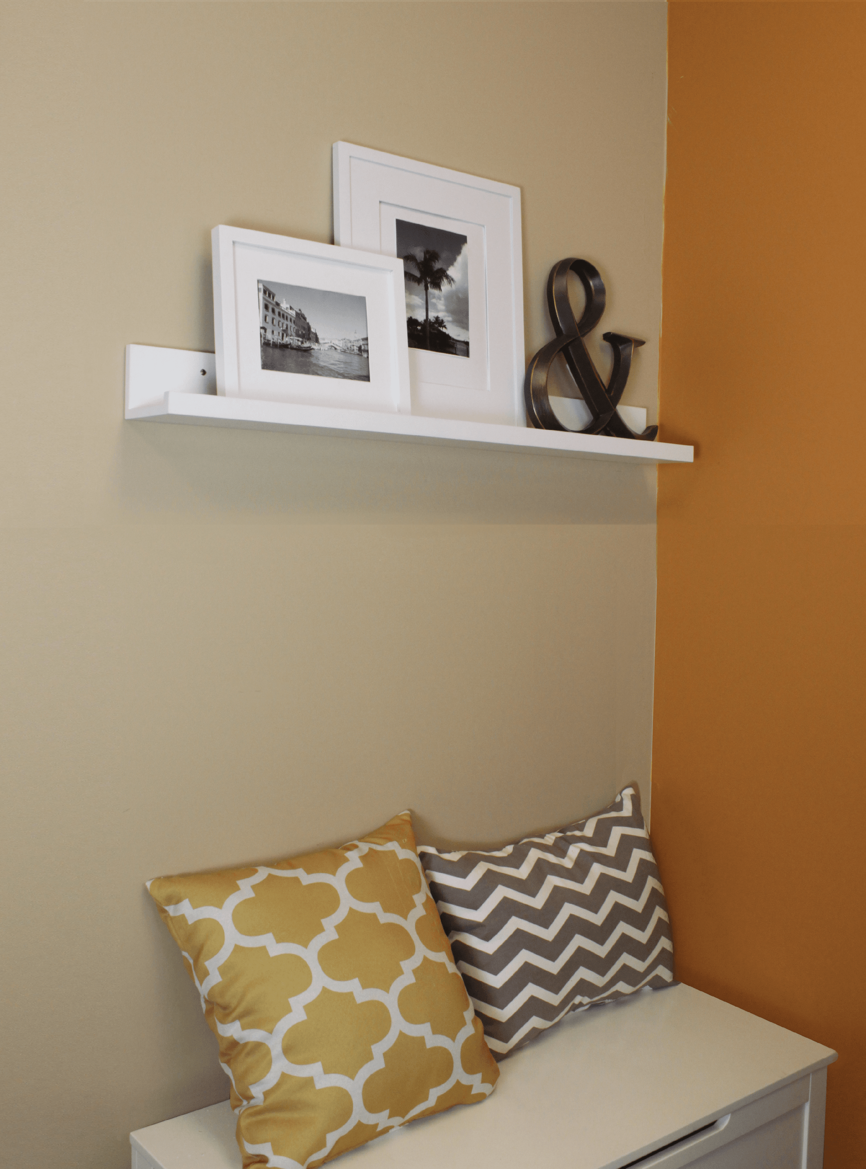 InPlace Shelves Rectangle Wood Modern Wall Mounted Picture Ledge Shelf, One, 35.4Wx4.5Dx3.5H, White
