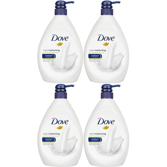 Dove Triple Moisturizing Body Wash, 33.8 Ounce / 1 Liter (Pack of 4) International Version