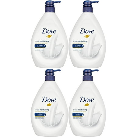 Dove Triple Moisturizing Body Wash, 33.8 Ounce / 1 Liter (Pack of 4) International Version