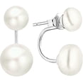 thumbnail image 1 of Fong Fong Women's Double Pearl Earrings 25 Sterling Silver Double Pearl Earring Pearl Front Back Freshwater Cultured Pearl 7mm/9mm Stud Earrings, 1 of 5