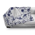 thumbnail image 3 of Navy Soft Flannel Fleece Throw Blanket, Botanical Beauty Flower Branches Ferns Leaves Bushes Spring Themed Illustration, Cozy Plush for Indoor and Outdoor Use, 50" x 60", Indigo White, by Ambesonne, 3 of 6