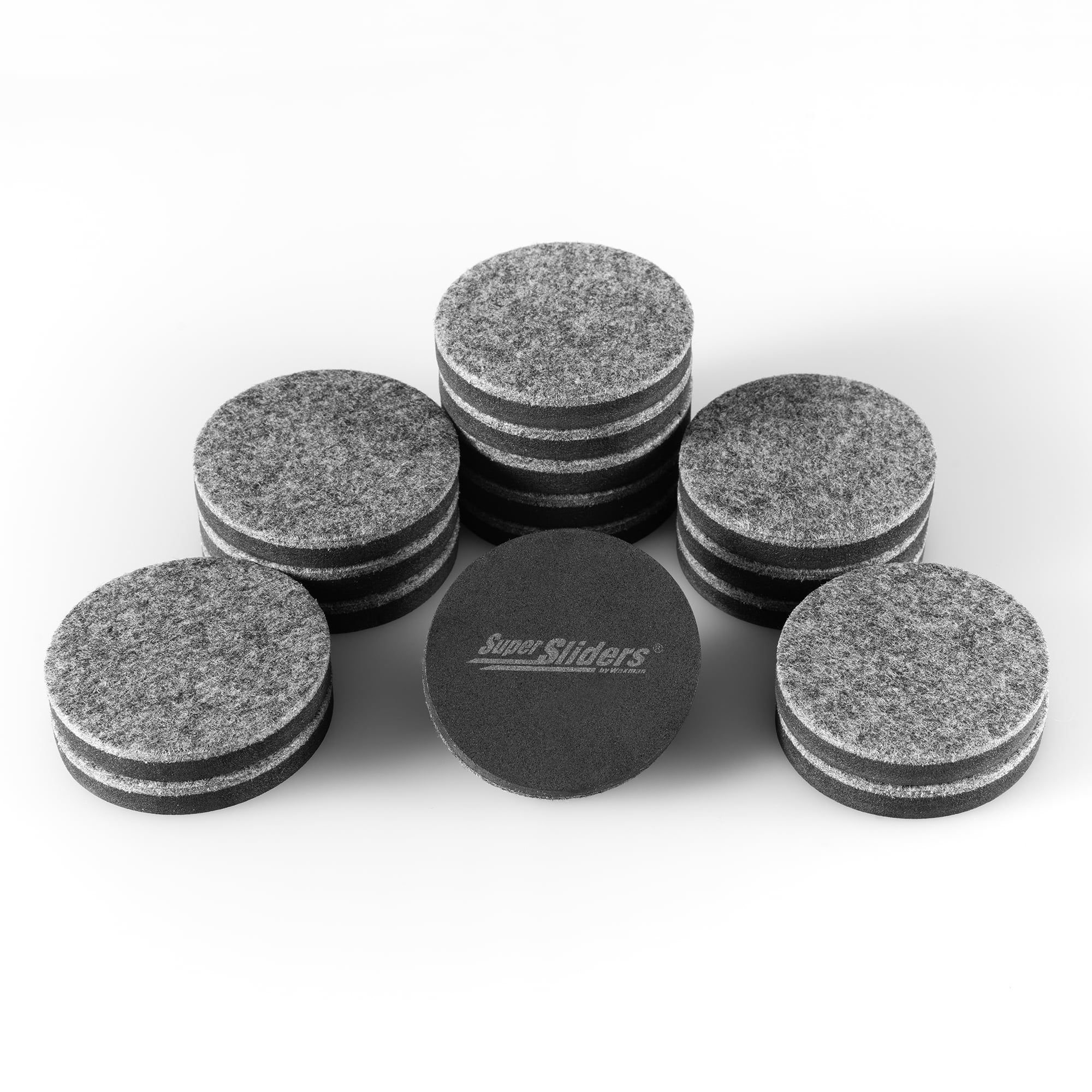 Super Sliders 2 1/2" Reusable Furniture Sliders, Wood, Gray (16 Pk