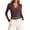 Brown, variant on Mityle Women's Ribbed V Neck T-Shirts Fall Trendy Long Sleeves Tops Slim Fit Causal Tees