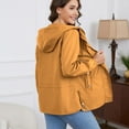 thumbnail image 3 of Defitshape Women's Rain Jacket Outdoor Waterproof Short Anoraks Hooded Lightweight Raincoat Long Sleeve Full Zip Fall Top Casual Windbreaker Golden 14, 3 of 5