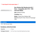 thumbnail image 2 of Door Window Belt Weatherstrip Kit 2 Piece - Compatible with 1978 - 1983 Chevy Malibu 1979 1980 1981 1982, 2 of 2