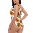 thumbnail image 4 of Rateoe Burger Pattern Women One Piece Swimsuits Tummy Control One Shoulder Bathing Suits Ruffle Swimwear-Large, 4 of 6