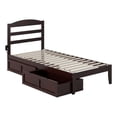 thumbnail image 2 of Lit Plateforme en Bois Massif Warren avec 2 Tiroirs de Rangement Simple TG Espresso, 2 of 15