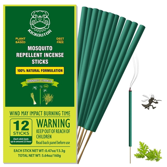 Varillas de incienso repelentes de mosquitos KICKOUTOR Outdoor, 12 unidades