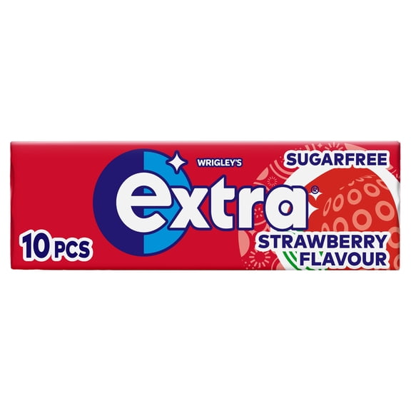 Extra Strawberry Sugarfree Chewing Gum 10 Pieces, Imported from Britain