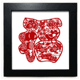 thumbnail image 1 of Blessing Paper Cut Flower Bird Fish Black Square Frame Picture Wall Tabletop, 1 of 3