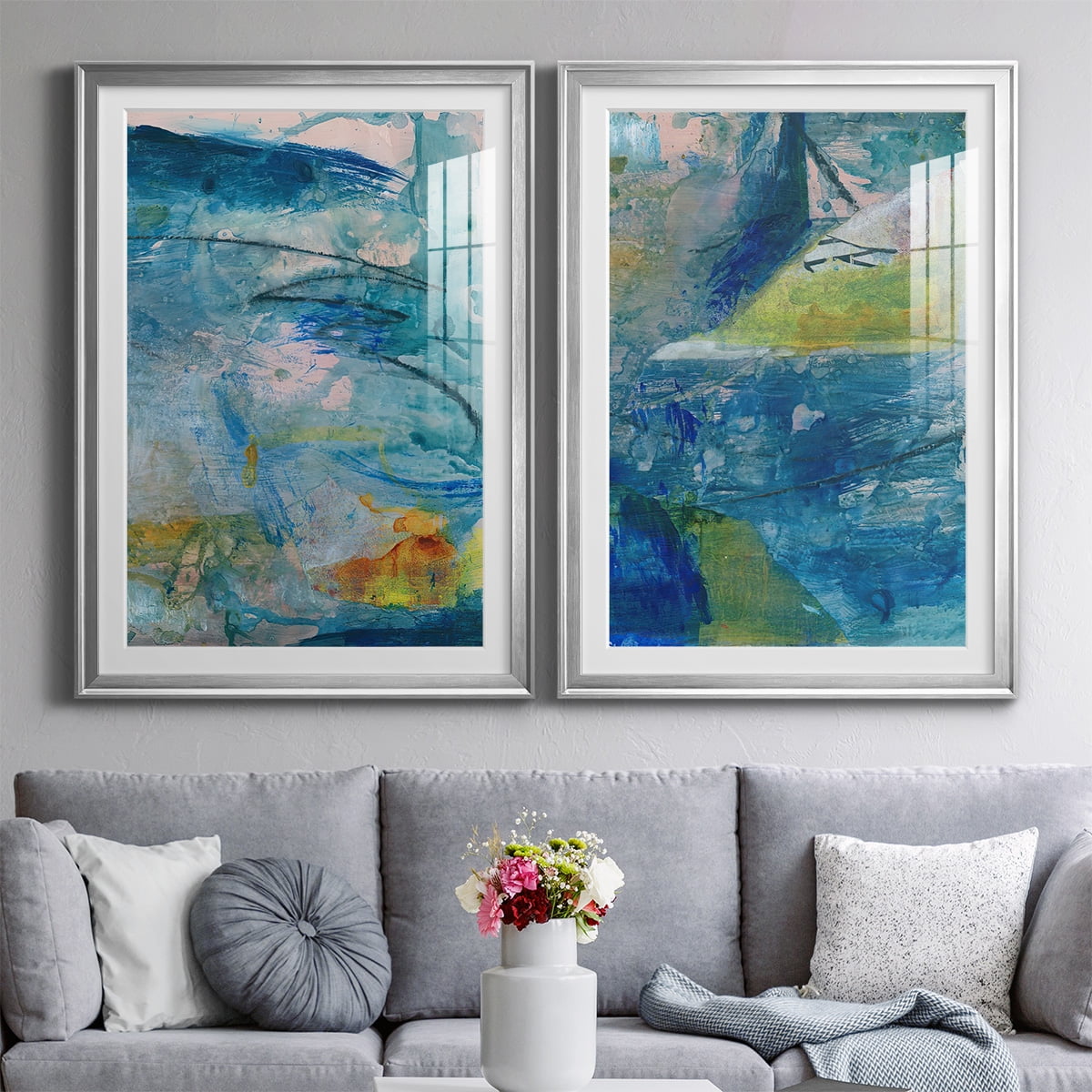 Wexford Home Spring Winds V Premium Framed Print, 18.5" x 24.5" - Ready to Hang, Silver (Set of 2)