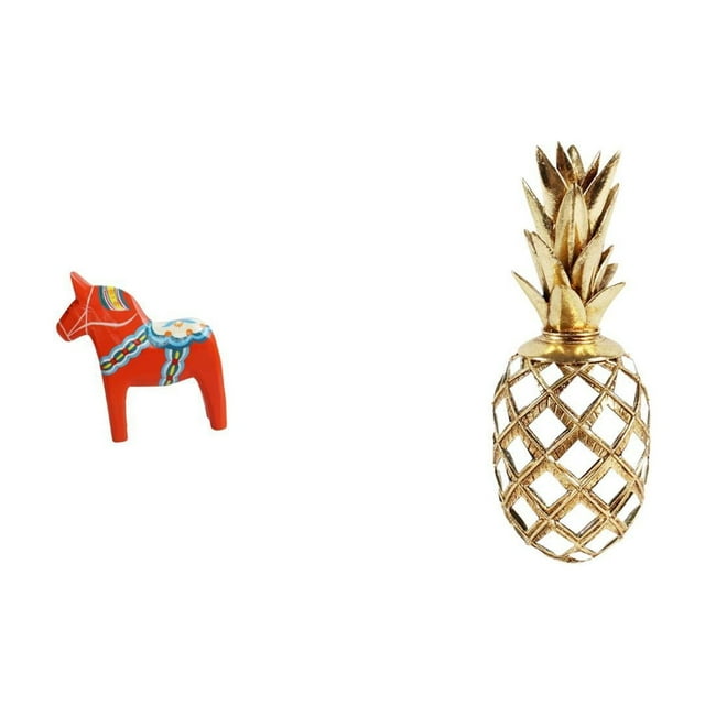 Figura decorativa de resina Dalecarlian dorado, ideal para estantería, oficina, armario, dormitorio, sala de estar o como regalo.