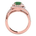 thumbnail image 3 of Mauli Jewels Rings for Women 1.10 Carat Splint Shank Interwined Design Diamond And Emerald Ring 4-prong 14k Rose Gold, 3 of 6