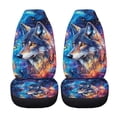 thumbnail image 5 of XYZCANDO Front Seats Protector Polyester Car Seat Covers Car Accessories Durable Washable SUV Van, Colorful Wolf Pattern, 5 of 10
