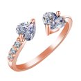 thumbnail image 2 of Anillo abierto de doble corazón con diamantes y circonitas para mujer, 2 of 2