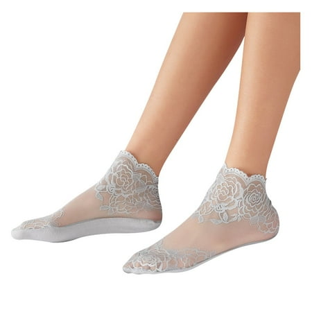 

Fuieoe Socks for Women Clearance Women Fashion Lace Soft Sock Transparent Elastic Sheer Ankle Socks