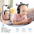 thumbnail image 2 of QearFun Cat Headphones for Girls Kids for School, Kids Bluetooth Headphones with Microphone & 3.5mm Jack, Teens Toddlers Wireless Headphones with Adjustable Headband for Tablet/PC（Black）, 2 of 7