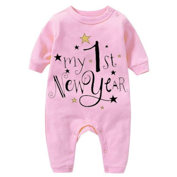 NOKIO My First New Year Romper Baby Boy Girl New Year Outfits Letter Print Romper Jumpsuit Outfits Set