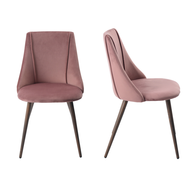 HOMYLIN Sillas de Escritorio Set 2, Terciopelo Ergonómico y Pata Metal Para Oficina Conference Sala de recepción reuniones, Rosa