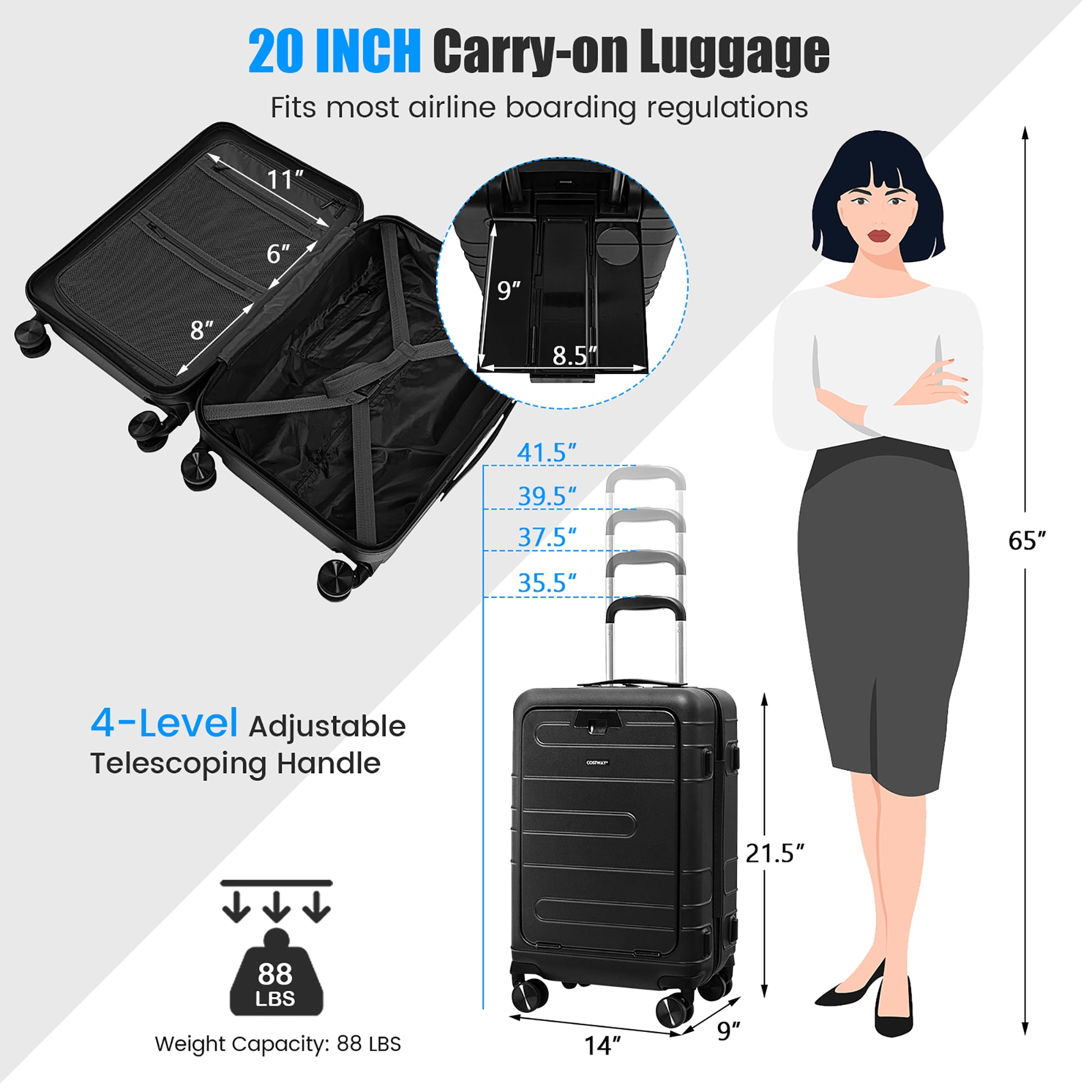 Aerolite (40x25x20cm) Ryanair Maximum Size 3 in 1 Cabin Luggage Approv –  Travel Luggage & Cabin Bags