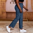 thumbnail image 5 of VBVC Women's Denim-Look Cargo Sweatpants,High Waisted Wide Leg Trousers For Women,Vintage Bootcut Pants with No Pockets or No Button,Navy,S-2XL, 5 of 9