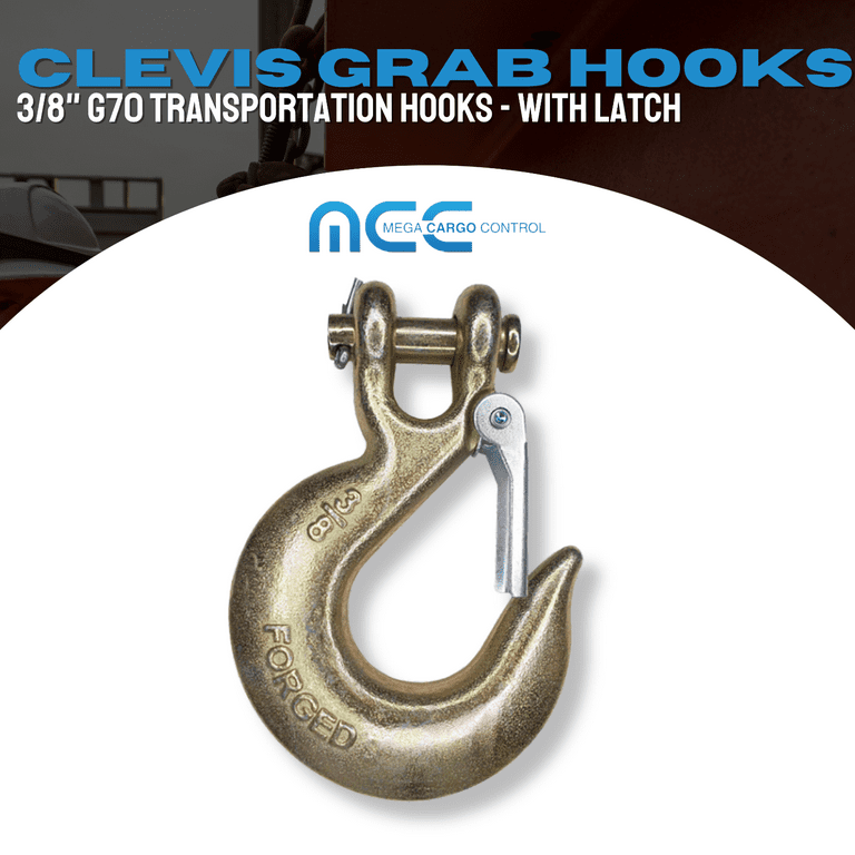 20 Pack Heavy Duty G70 3/8 Clevis Slip Hook w/ Safety Latch Flatbed Truck  Trailer Transport Tow Chain Hook 6600 lbs WLL 
