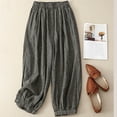 thumbnail image 2 of Womens Pants High Waist Wide Leg Pants for Women Fashionable Casual Plaid Linen Straight Leg Wide Leg Pants, 2 of 6