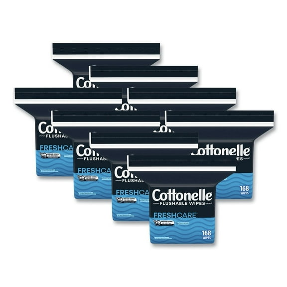 Cottonelle 10358 5 in. x 7.25 in. 1-Ply Fresh Care Flushable Cleansing Cloths - White (8/Carton)