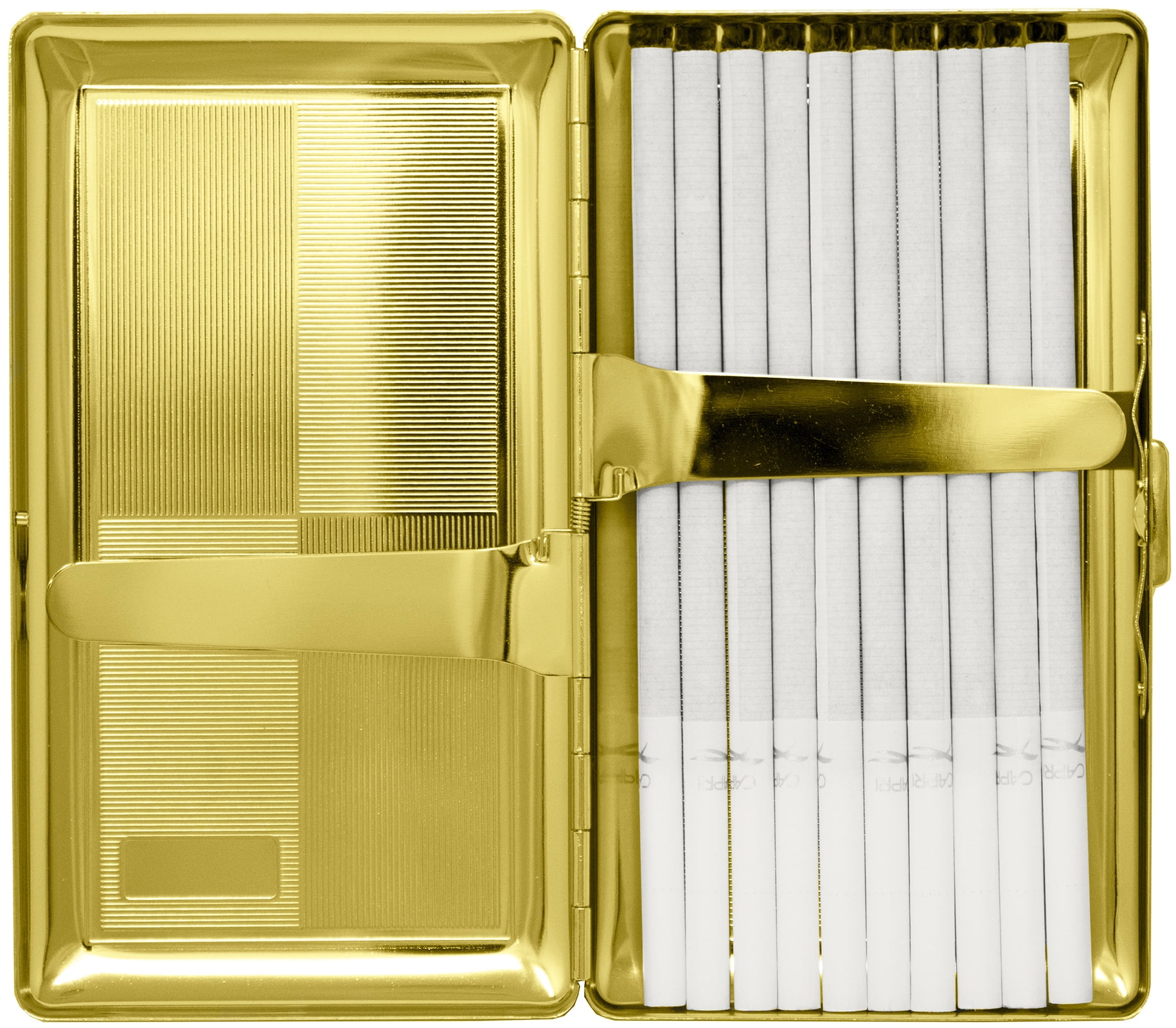 Set of 2 Metal-Plated 120s Cigarette Case & Stash Box (Gold Squares)