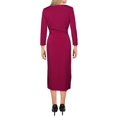 thumbnail image 2 of INC Womens Purple Belted Slitted 3/4 Sleeve V Neck Below The Knee Wrap Dress S, 2 of 2