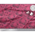 thumbnail image 2 of Soimoi Pink Velvet Fabric Filigree Damask Print Fabric by Yard 58 Inch Wide, 2 of 3