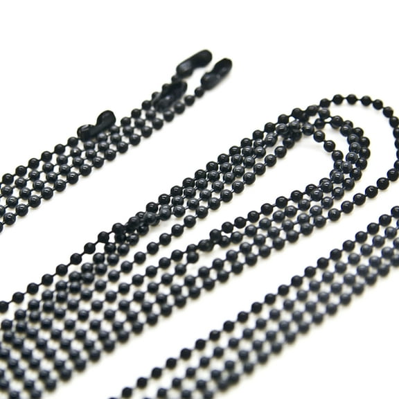 Pack of 100 - Black Epoxy Metal Ball Chains Necklace with Connector 24 Inch Length 2.4mm