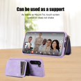 thumbnail image 4 of Crossbody Wallet Case for Samsung Galaxy S23 Ultra, Zipper Pocket Case with Card Holder, PU Leather Protective Cover Case with Kickstand Detachable Wrist Strap Lanyard for 6.8" - Purple, 4 of 7