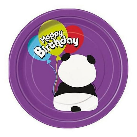 Unique Industries 8 CT 7" Birthday Panda Paper Plates