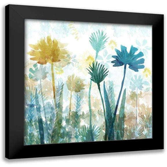 Kouta, Flora 12x12 Black Modern Framed Museum Art Print Titled - Blue Flowers II