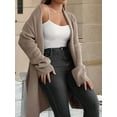 thumbnail image 2 of Fall Long Sleeve Cardigan Sweaters for Women Trendy Winter Open Front Loose Knitted Cardigan with Pockets Camel L, 2 of 8