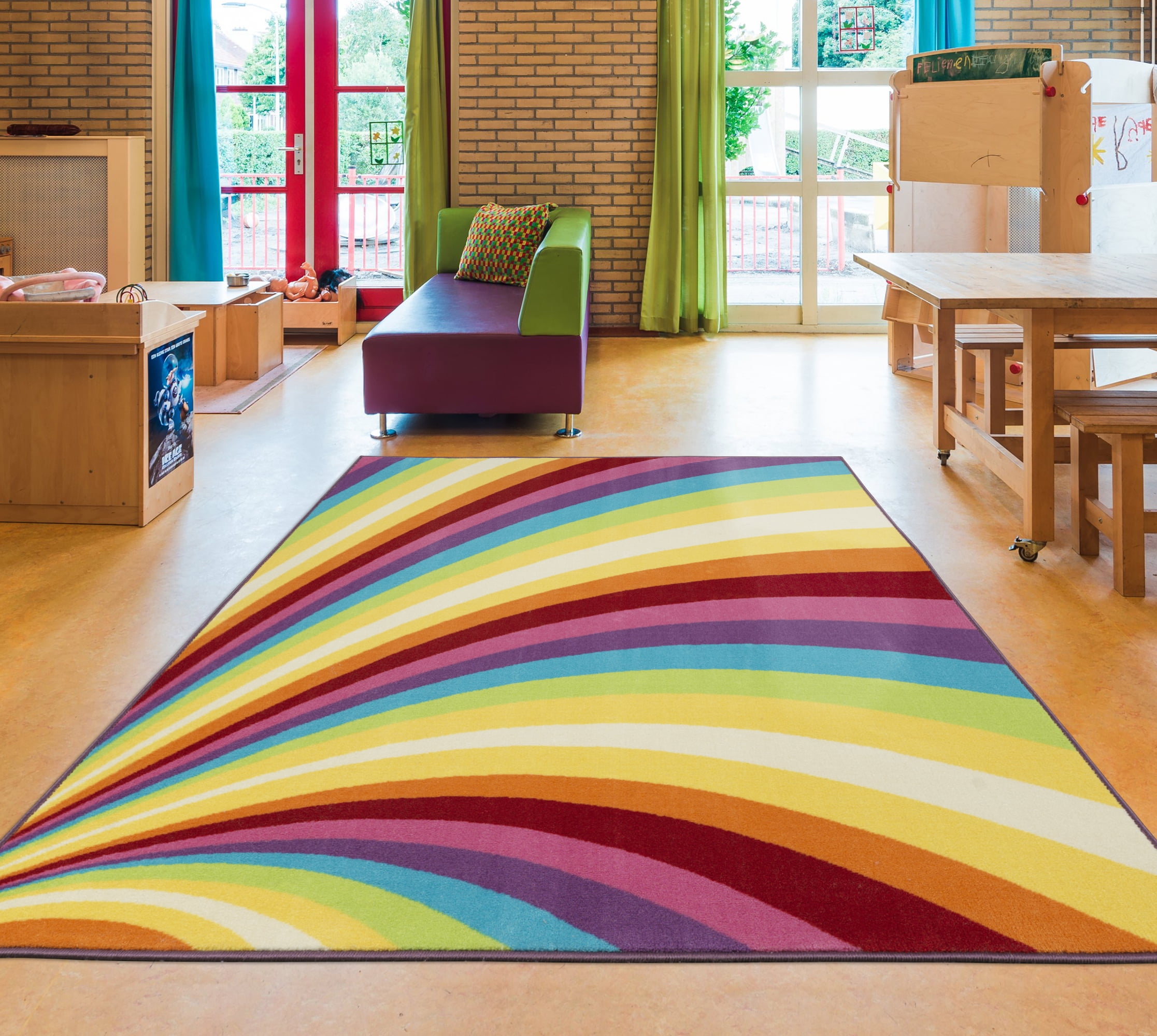 Ottomanson Rainbow NonSlip Modern Rainbow Pattern Area Rug