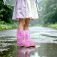 thumbnail image 4 of MODEBYME Girls Light Up Rain Boots Toddler Kids Waterproof Glitter Boots with Easy on Handles, Pink, Size 9, 4 of 7